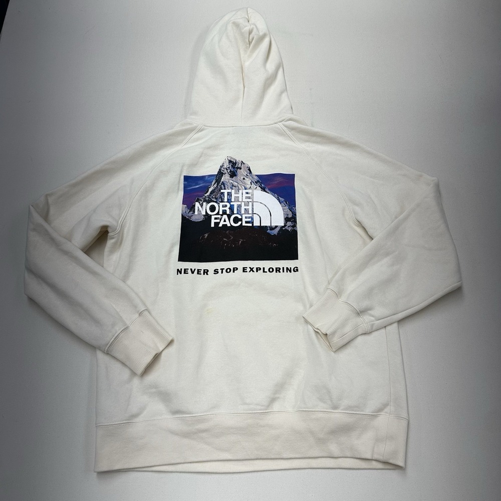 The North Face Pullover Hoodie Sweater Women's Large Beige Graphic Print